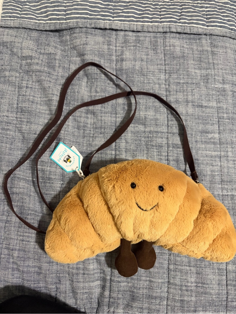 Jellycat Smiling Croissant Plush Crossbody Bag - Light Brown